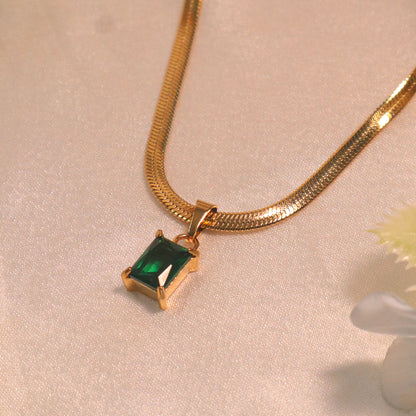 18k Gold Plated Stone Pendant Necklace ( Anti-Tarnish )