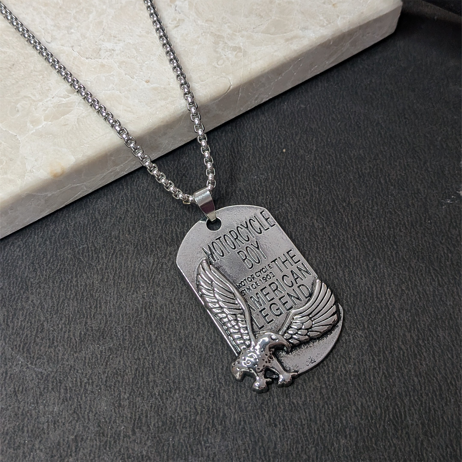 Stylish Eagle The Motorcycle Boy Pendant With Chain For Men & Boys