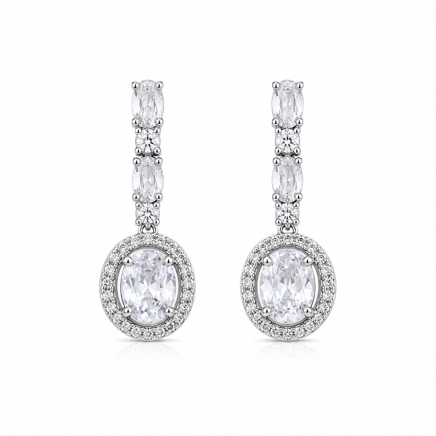 Sway CZ Stone Halo Drop Earrings for Girls & Women's