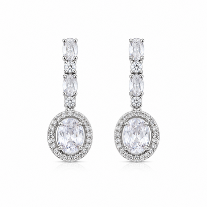 Sway CZ Stone Halo Drop Earrings for Girls & Women's