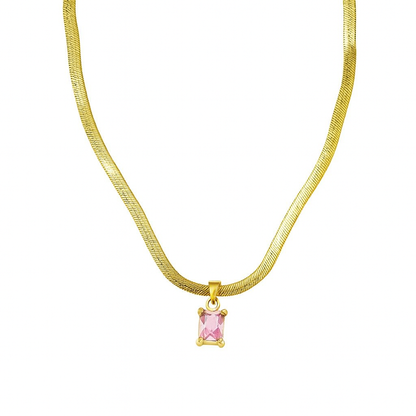 18k Gold Plated Stone Pendant Necklace ( Anti-Tarnish )