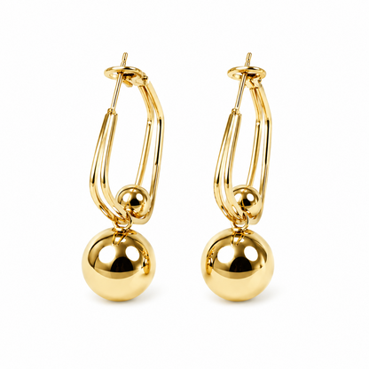 Dual Ball Square Hoop Earrings for Women & Girls