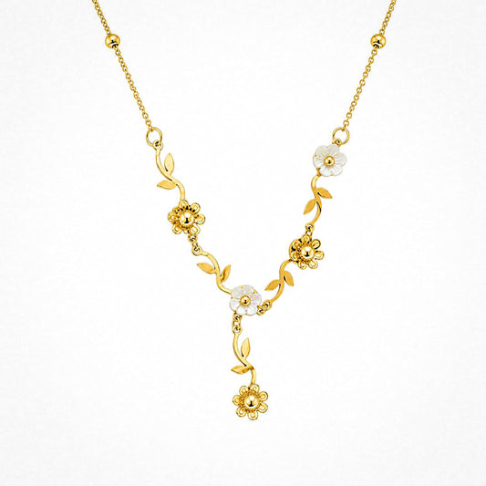 Antique Daisy Pearl French Floral Pendant Necklace For Girls & Women