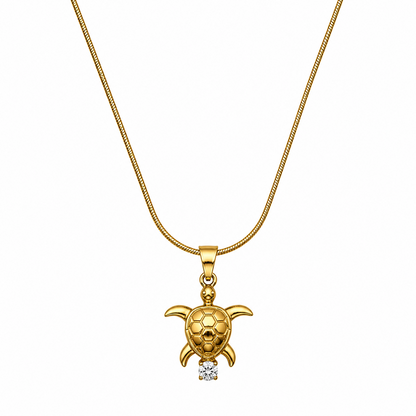Sparkling CZ Stone Turtle Of Fortune Pendant for Girls & Women's
