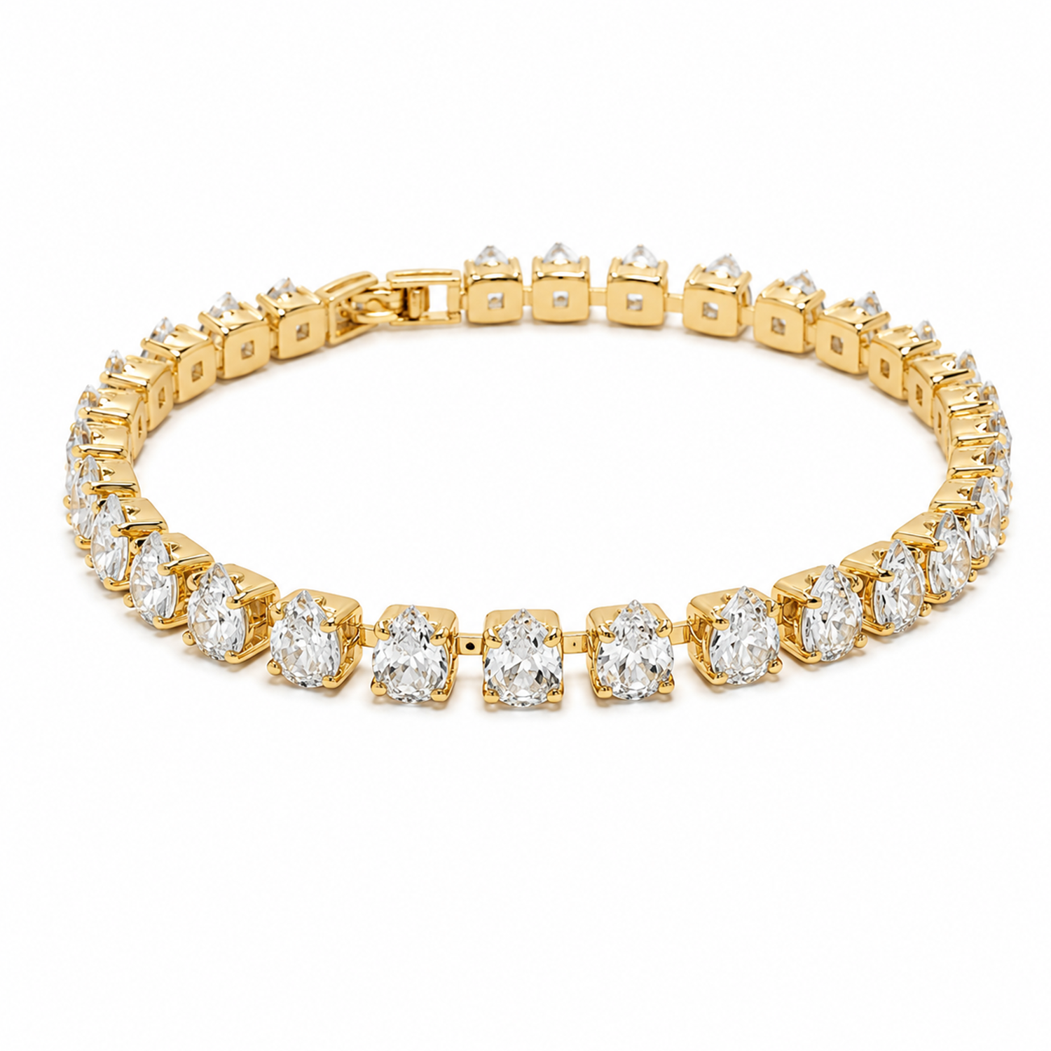 CZ Stone Love Heart Tennis Bracelet With Hinged Clasp For Girls & Women's