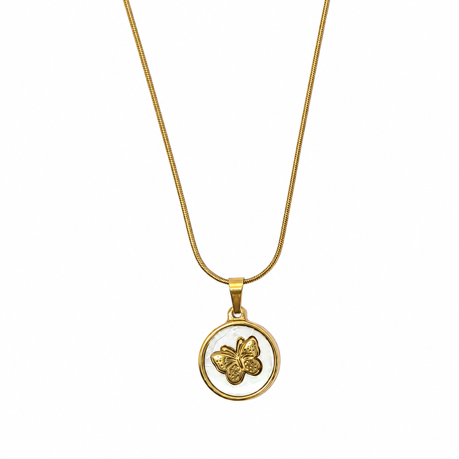 Delicate Circular Background Butterfly Pendant for Girls & Women's