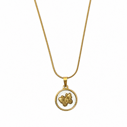 Delicate Circular Background Butterfly Pendant for Girls & Women's