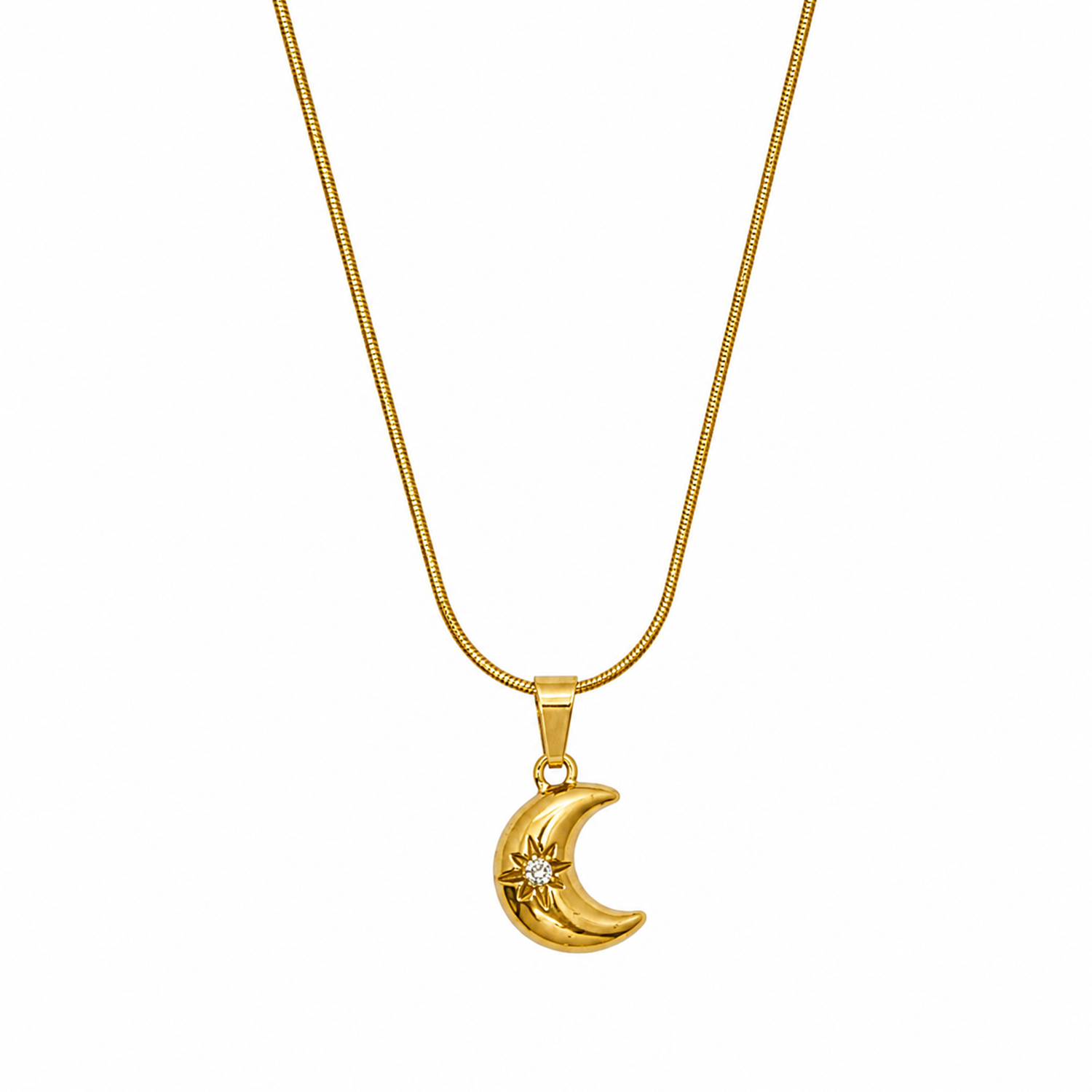 CZ Stone Dainty Crescent Moon Pendant for Girls & Women's