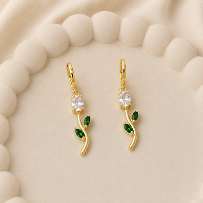 Crystal Tulip Pendant & Dangle Earrings Set for Women & Girls