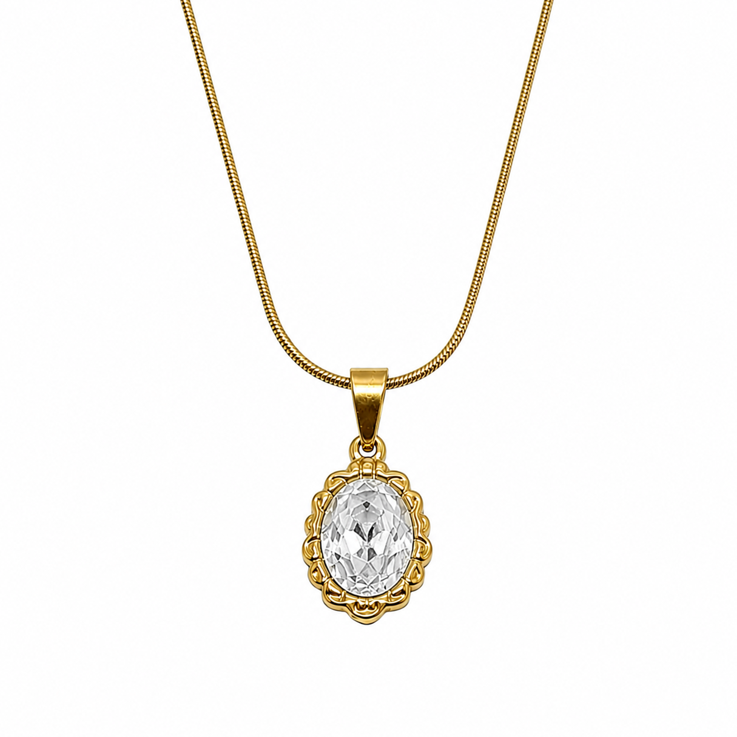 Prominent Crystal Oval Shape Mirror Pendant for Girls & Women's