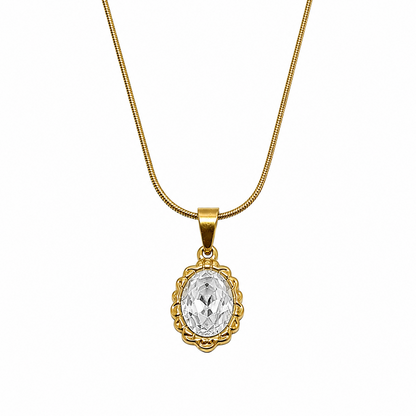 Prominent Crystal Oval Shape Mirror Pendant for Girls & Women's