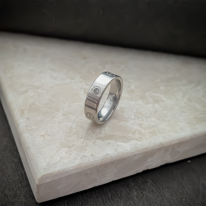 Signature Screw Motif Band Ring With AD Stone For Men & Women