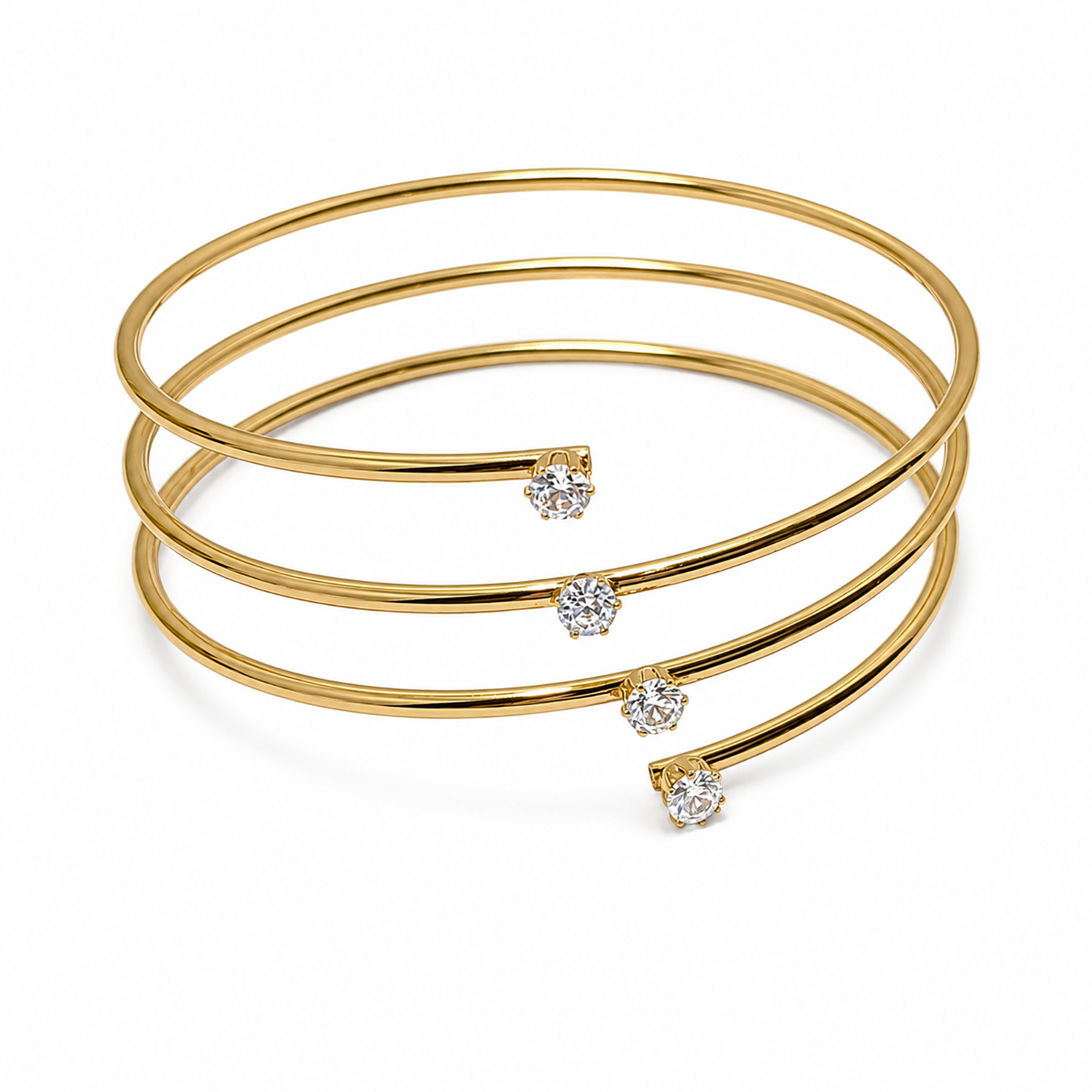 Shimmering  Cubic CZ Stones Spiral Hand Cuff Bracelet for Girls & Women's