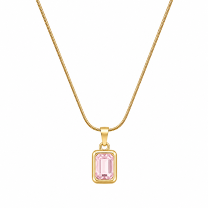 Emerald-Cut Cubic Zirconia Bezel Pendant for Girls & Women's