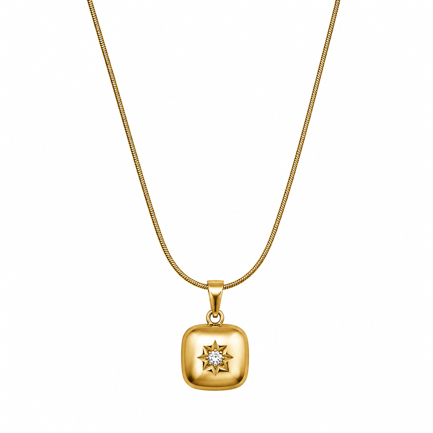 Central Star CZ Stone Studded Square Pendant for Girls & Women's