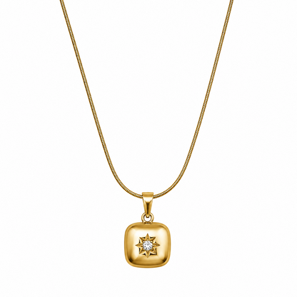 Central Star CZ Stone Studded Square Pendant for Girls & Women's