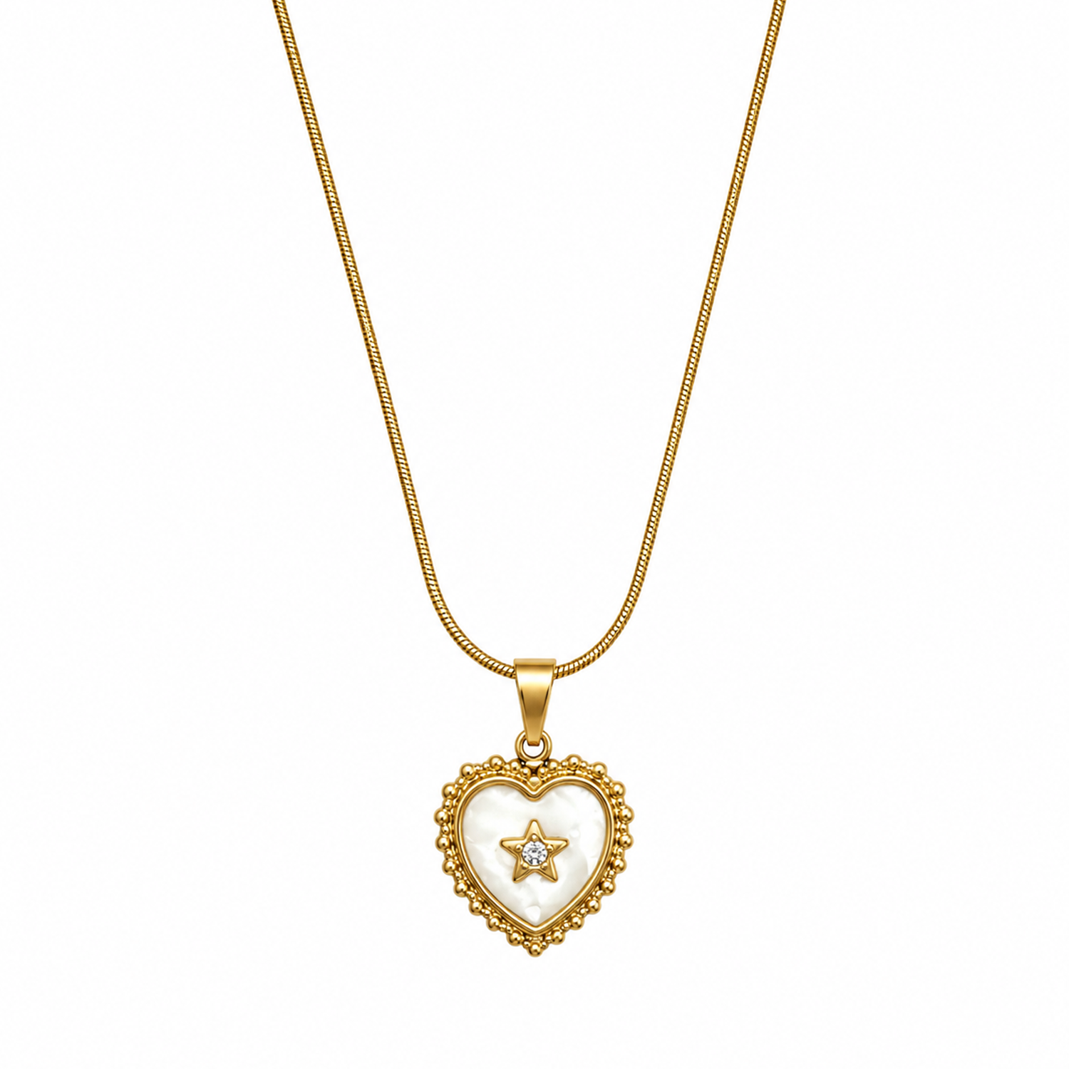 Resin Heart With Centered CZ Stone Star Pendant for Girls & Women's