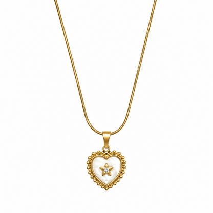 Resin Heart With Centered CZ Stone Star Pendant for Girls & Women's
