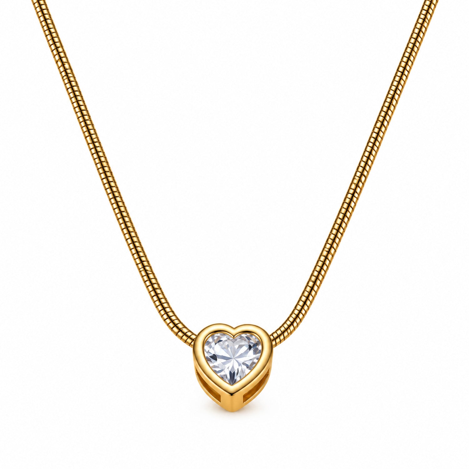 Heart Transparent Stone with Chain Pendant for Girls & Women