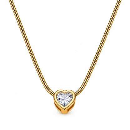 Heart Transparent Stone with Chain Pendant for Girls & Women