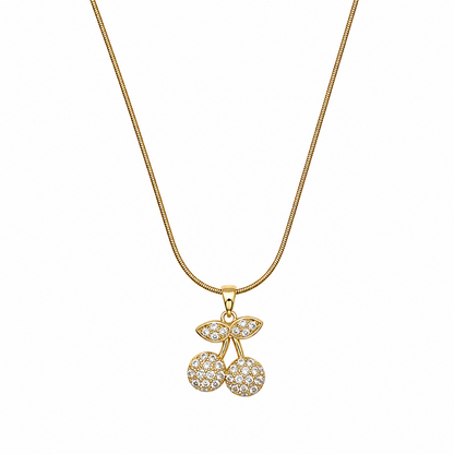 Twin Cherries Accented Sparkling CZ Stones Pendant for Girls & Women's