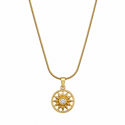 CZ Star Centered Stone Sunburst Pendant for Girls & Women's