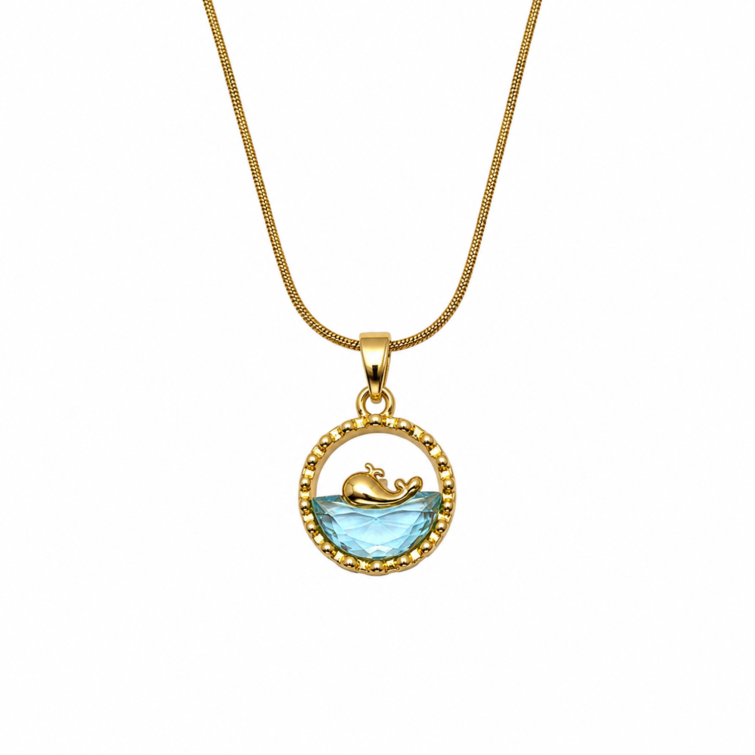 Beach View Dolphin Blue Ocean Circular Pendant for Girls & Women's