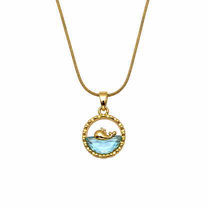Beach View Dolphin Blue Ocean Circular Pendant for Girls & Women's