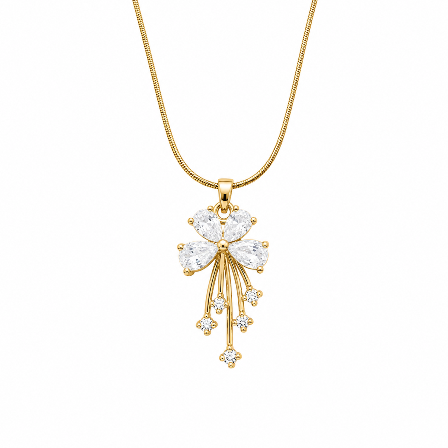 Delicate Crystal Flower Design Accented Pendant for Girls & Women's