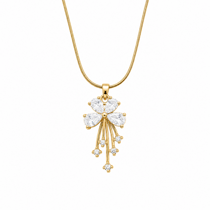 Delicate Crystal Flower Design Accented Pendant for Girls & Women's