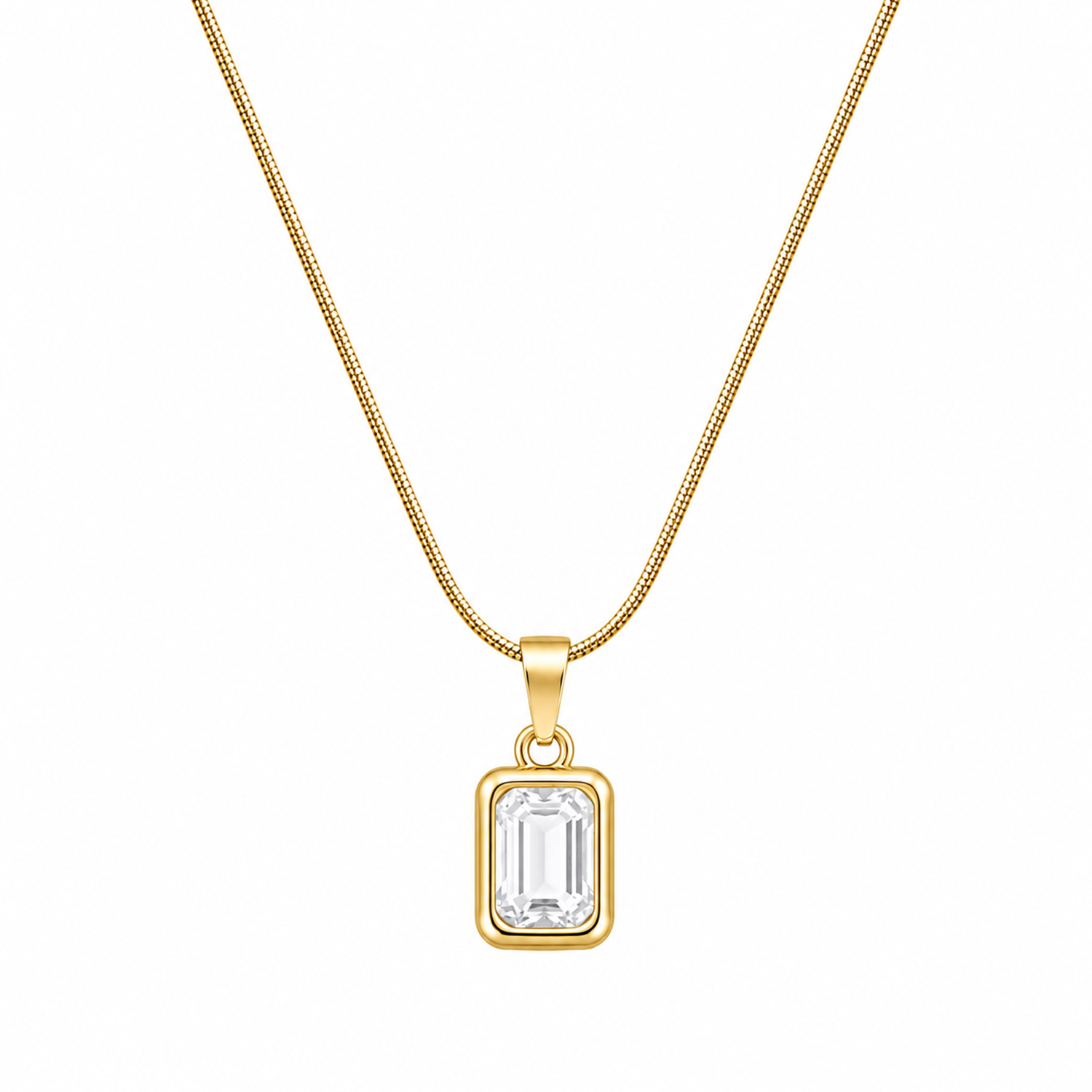 Emerald-Cut Cubic Zirconia Bezel Pendant for Girls & Women's