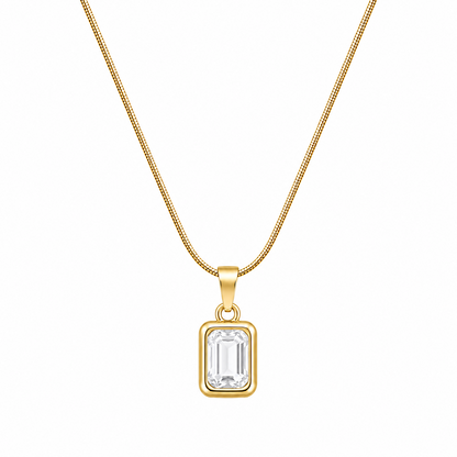 Emerald-Cut Cubic Zirconia Bezel Pendant for Girls & Women's