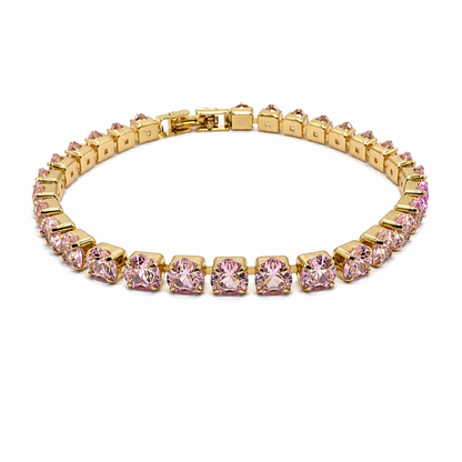 Cubic Zirconia Stones Tennis Bracelet With Hinged Clasp For Girls & Women's