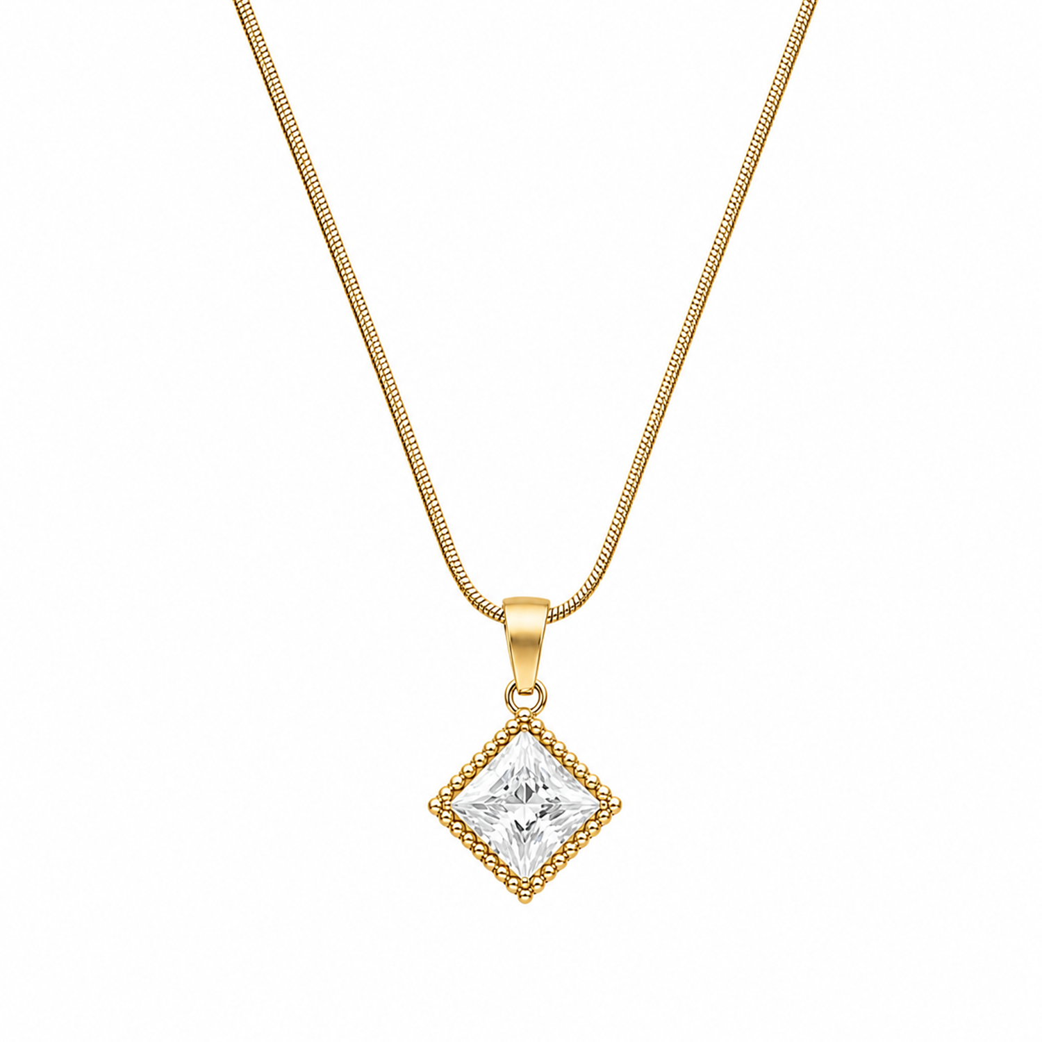 Symmetry Square Diamond Shape Stone Pendant for Girls & Women's