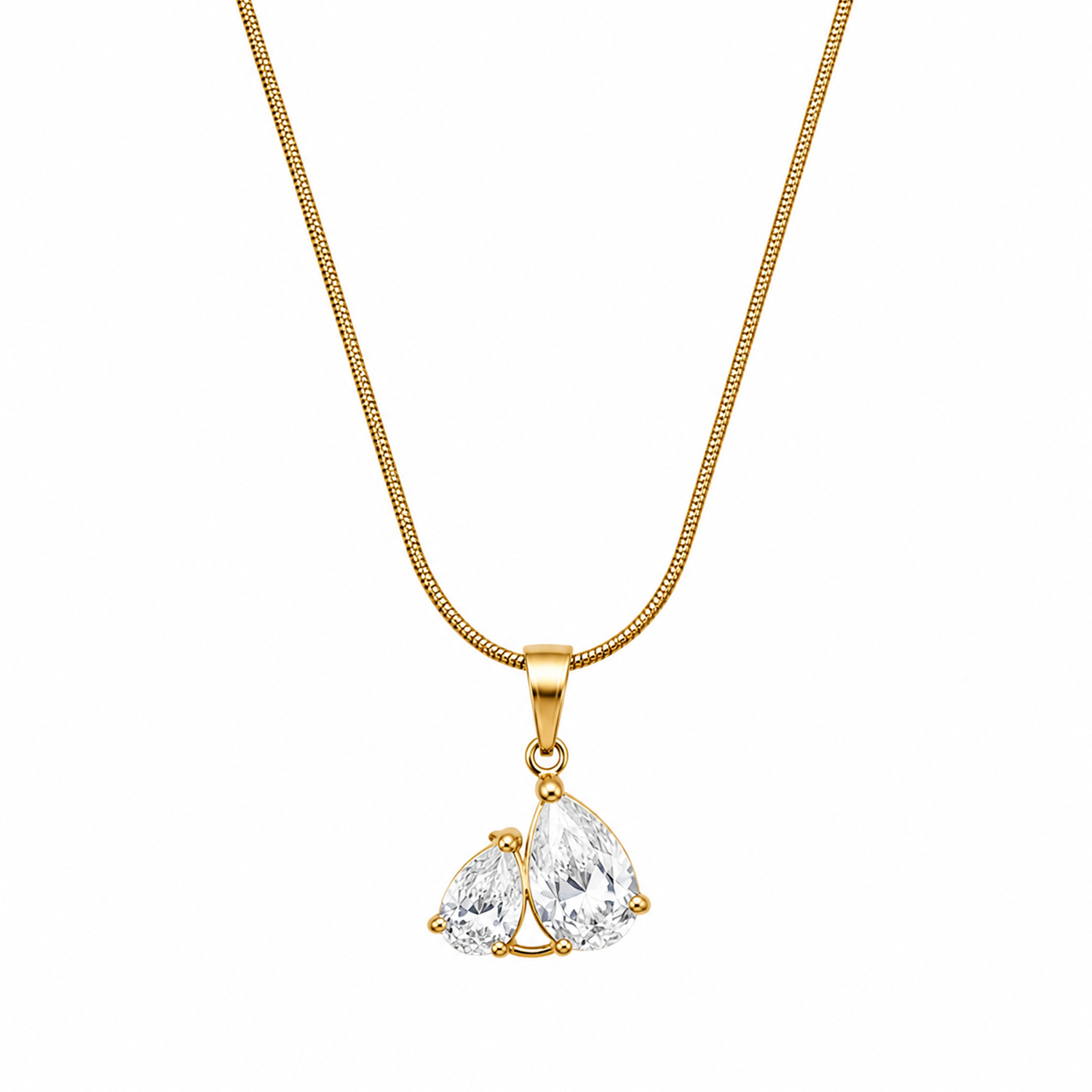 AD Stone Dual Teardrop Pendant for Girls & Women's