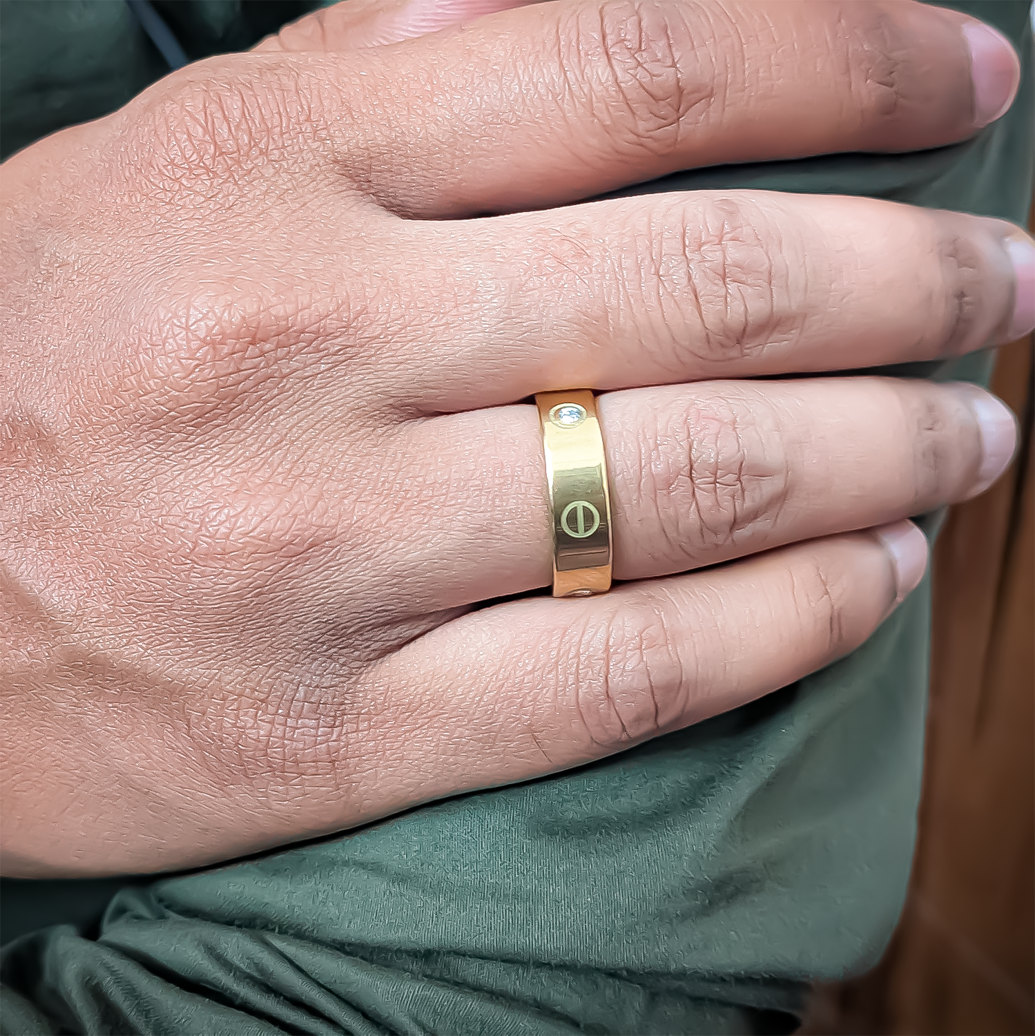 Signature Screw Motif Band Ring With AD Stone For Men & Women