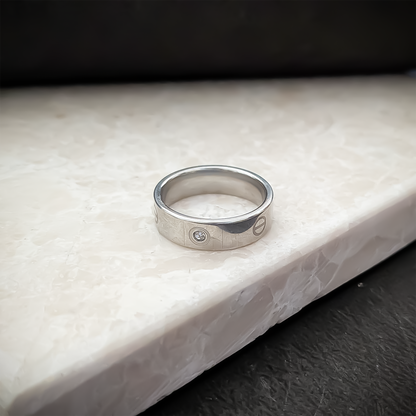 Signature Screw Motif Band Ring With AD Stone For Men & Women
