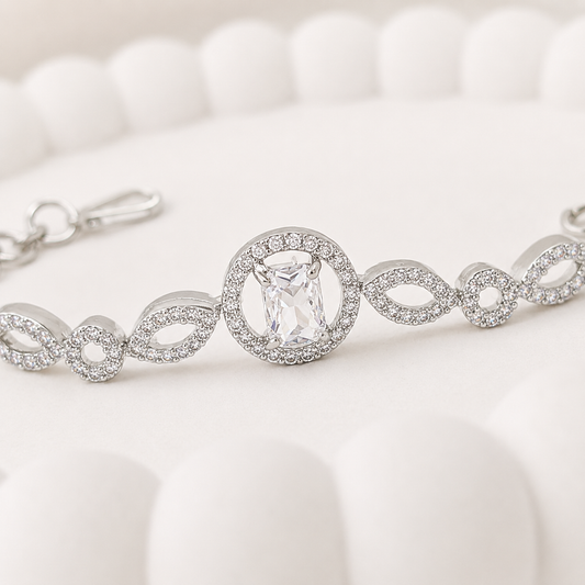 Shimmering Petals Austrian Stones Design Bracelet for Girls & Women's