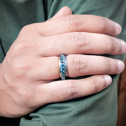 Rainbow Chain Spinner Stainless Steel Ring for  Men & Women