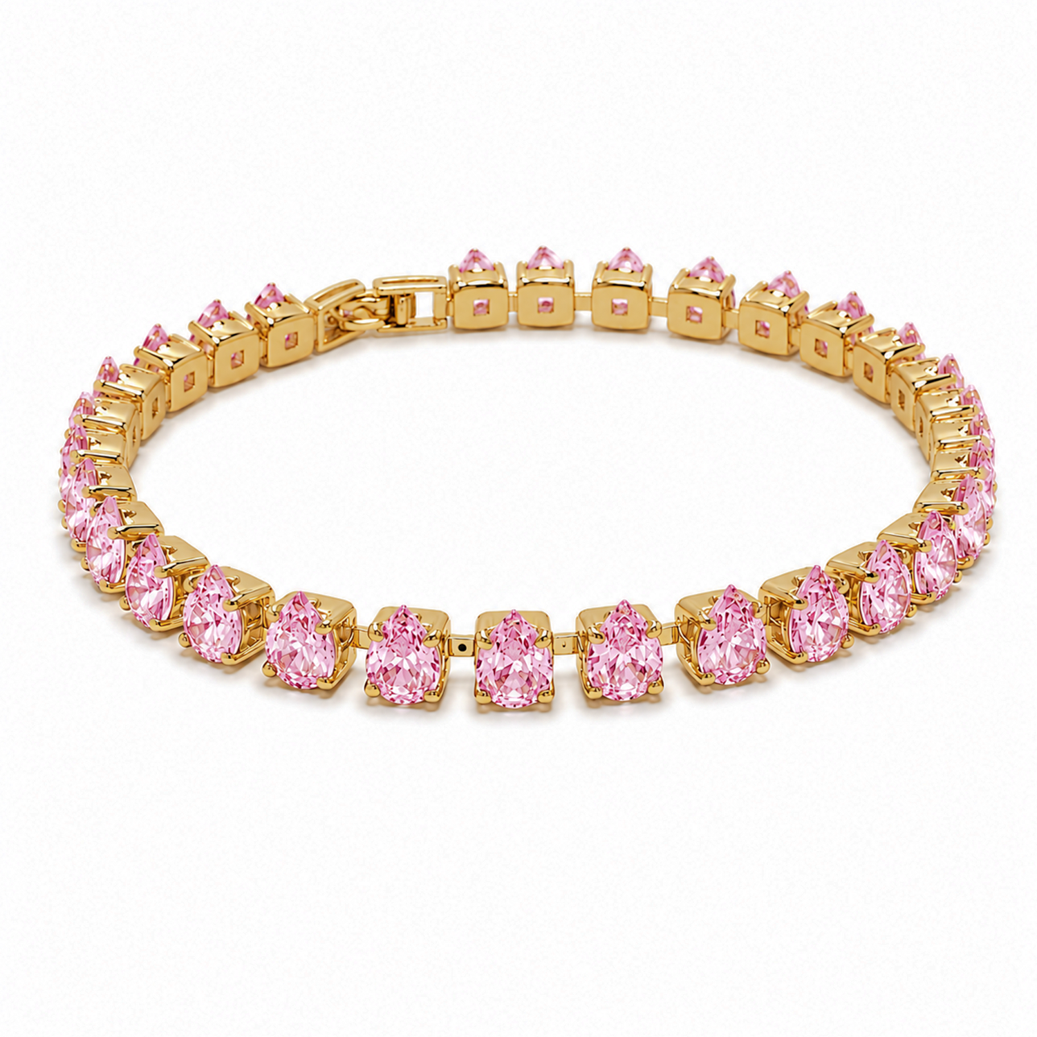 CZ Stone Love Heart Tennis Bracelet With Hinged Clasp For Girls & Women's