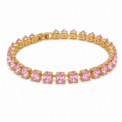 CZ Stone Love Heart Tennis Bracelet With Hinged Clasp For Girls & Women's