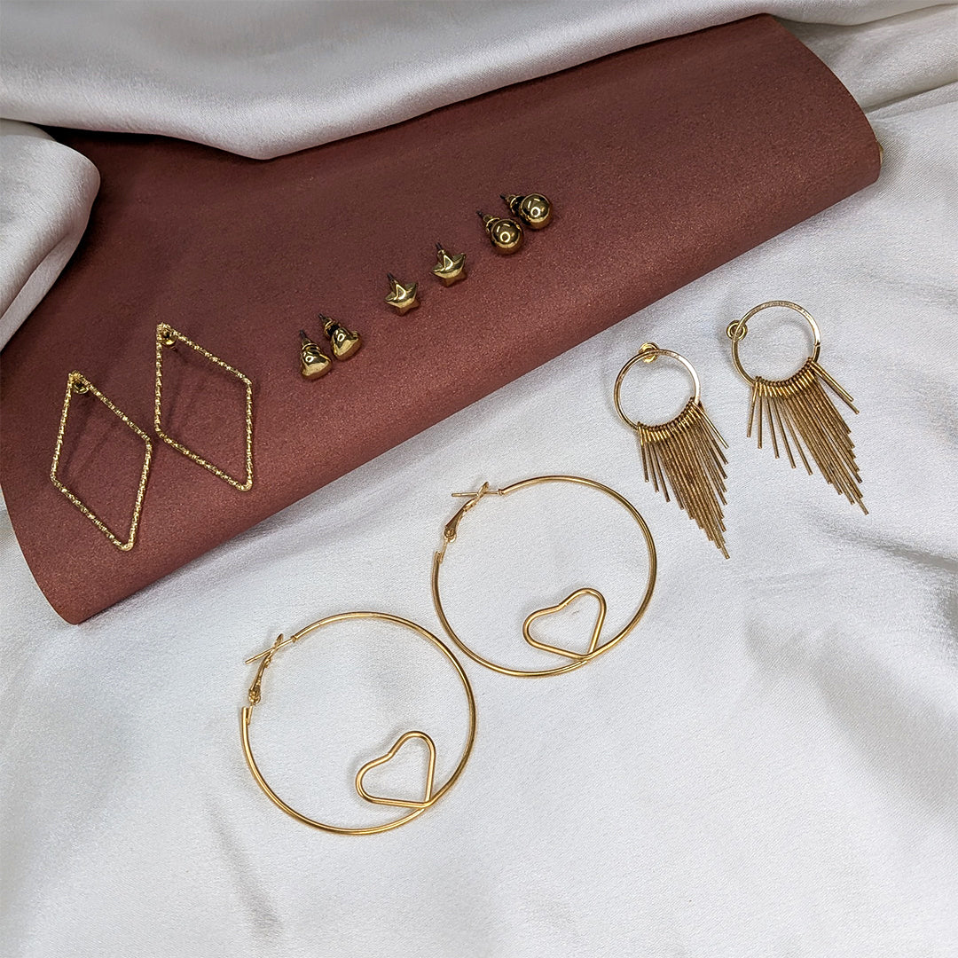 Trendy Hoop & Stud Earrings Combo Set of 6 For Girls & Women