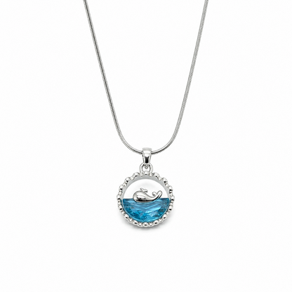 Beach View Dolphin Blue Ocean Circular Pendant for Girls & Women's
