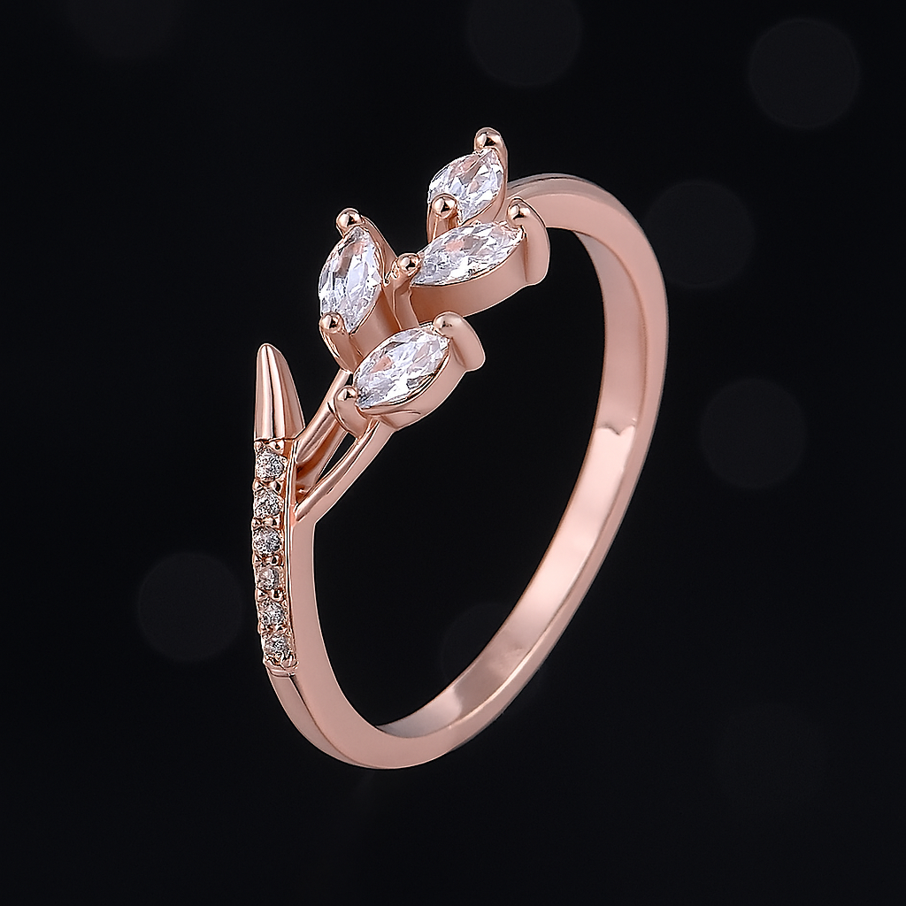 Rose Gold Leaf Vine Adjustable Ring