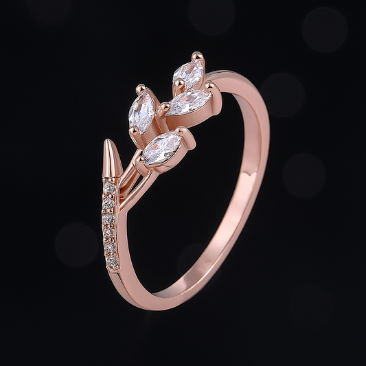 Rose Gold Leaf Vine Adjustable Ring
