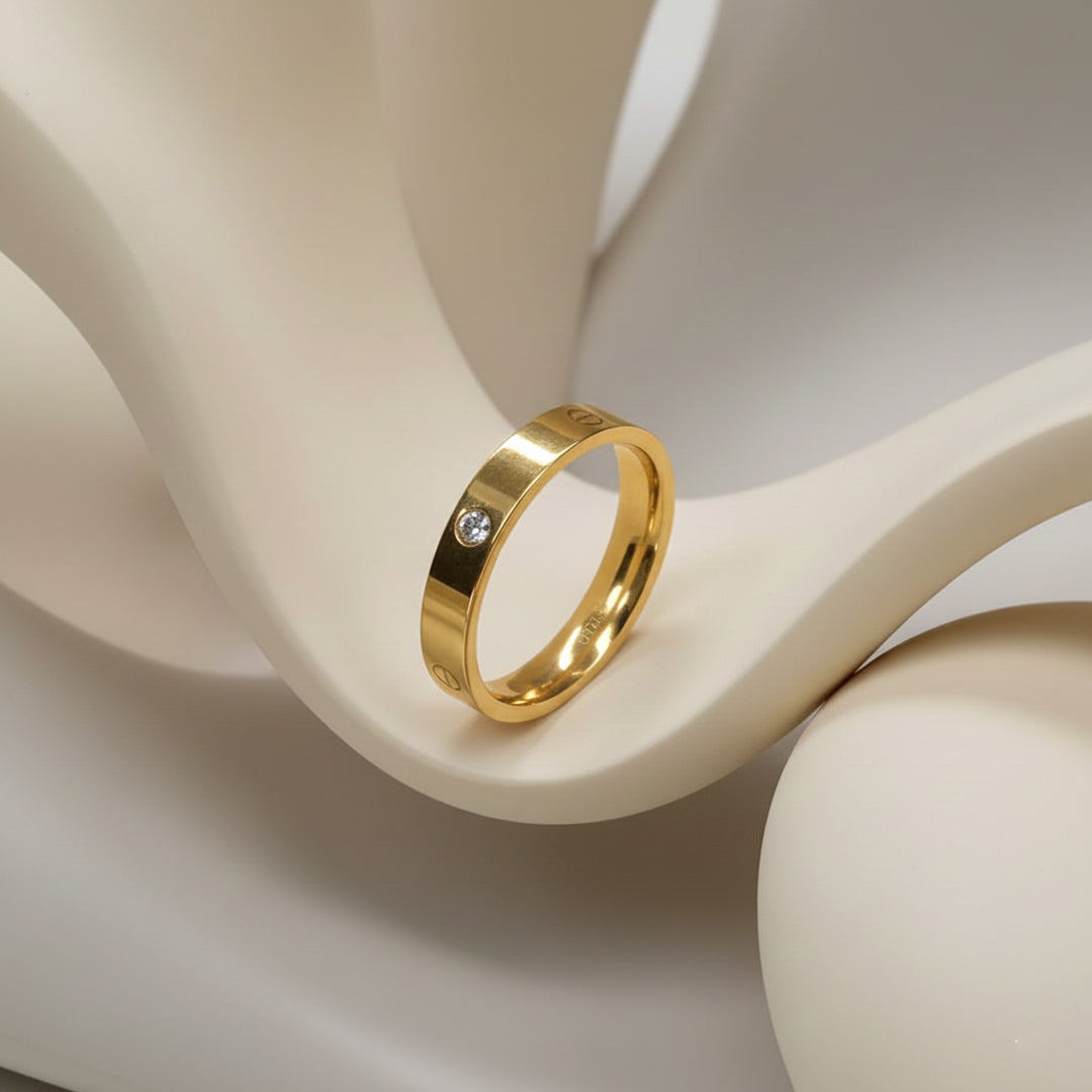 Classic Love Band Ring With AD Stone For Men & Women