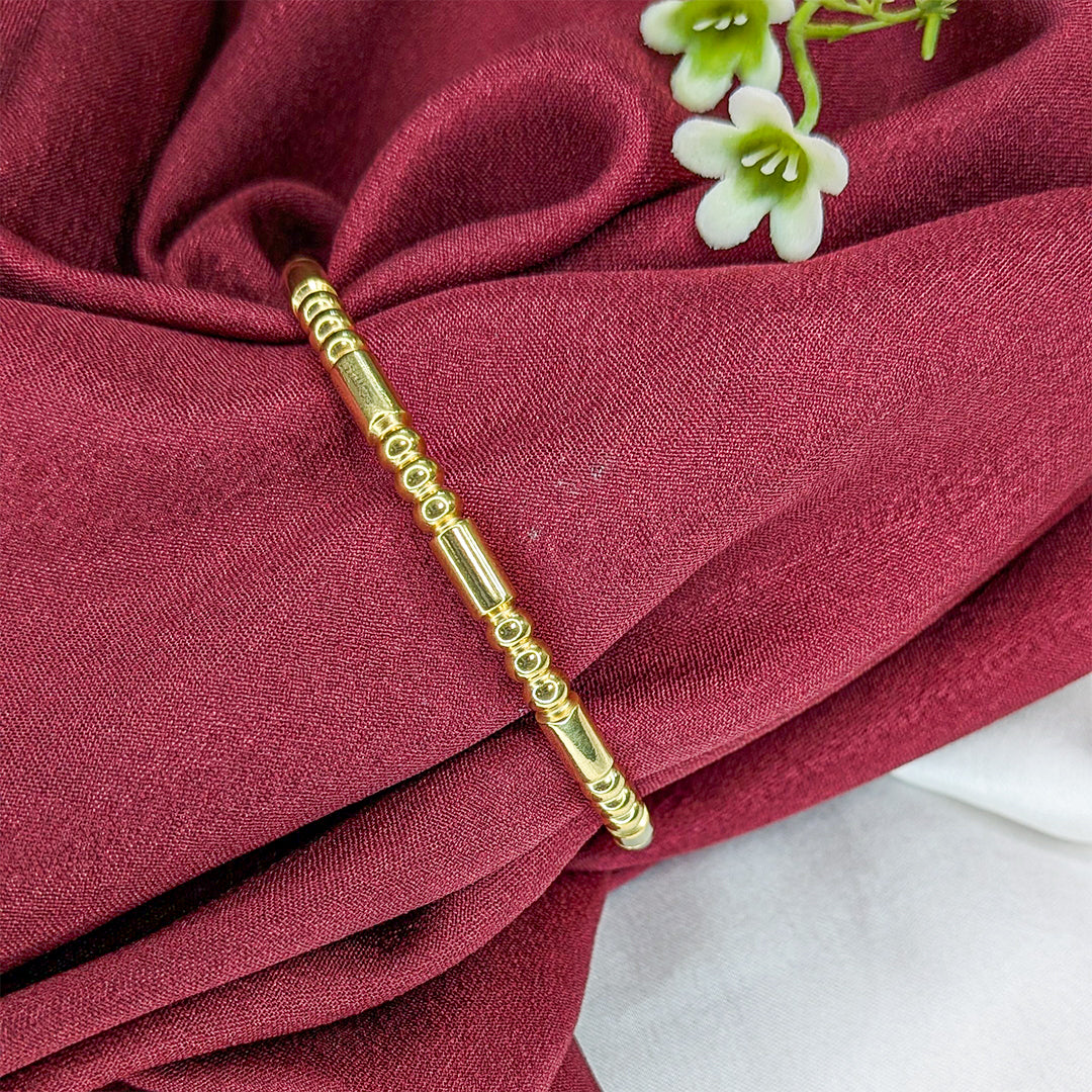 Gold Plated Bamboo Tube & Bead Detail Bracelet For Girls & Women