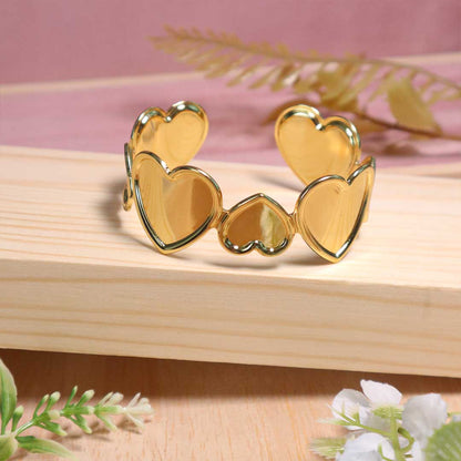18k Gold Plated Open Heart Cuff Bracelet (Anti-Tarnish)