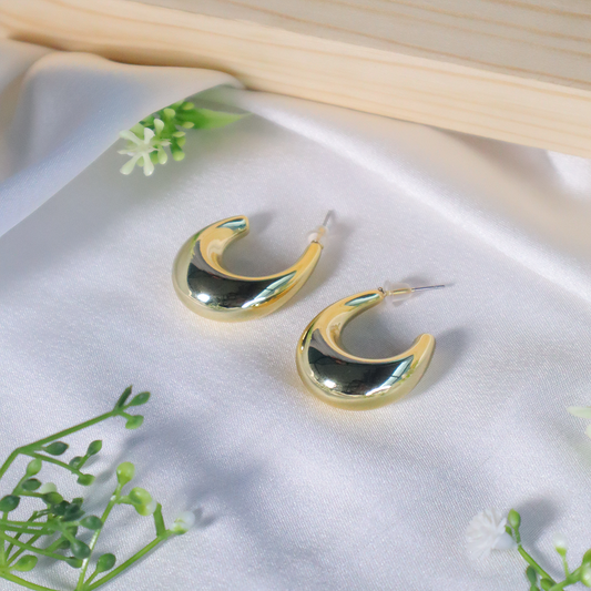 18K Gold Plated Crescent Hoop Earrings