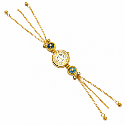 Floral Stone Round Dial Kashmiri Watch for Women & Girls